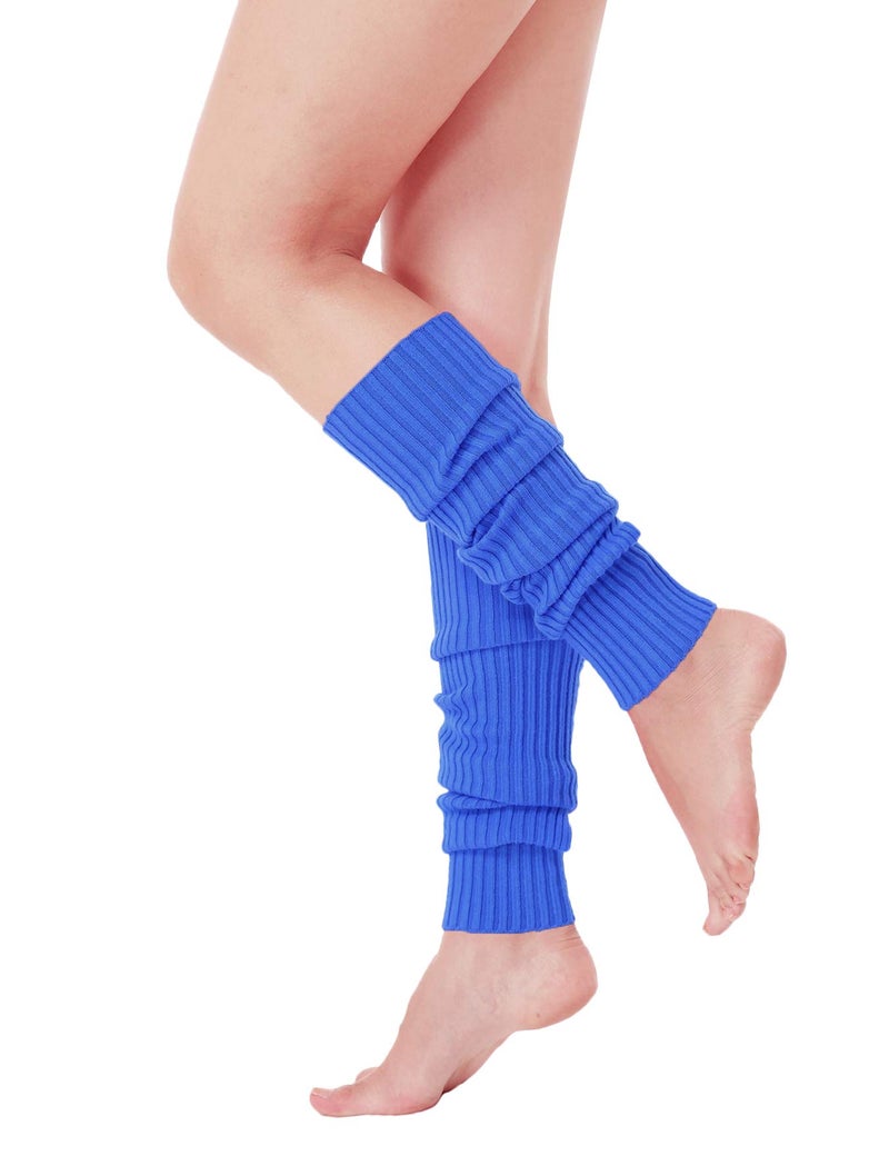 v28 Women Juniors 80s Eighty's Ribbed Leg Warmers for Party Sports (Blue) - Image 2